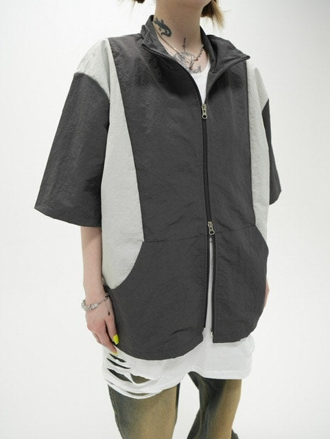 受注制【Never mind the XU】nylon zip up jacket (3color)