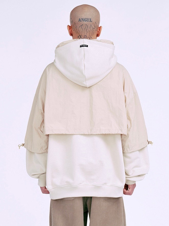 【AJOBYAJO】Layered Nylon Hoodie / 【アジョバイアジョ】レイヤードナイロンフード長袖パーカー