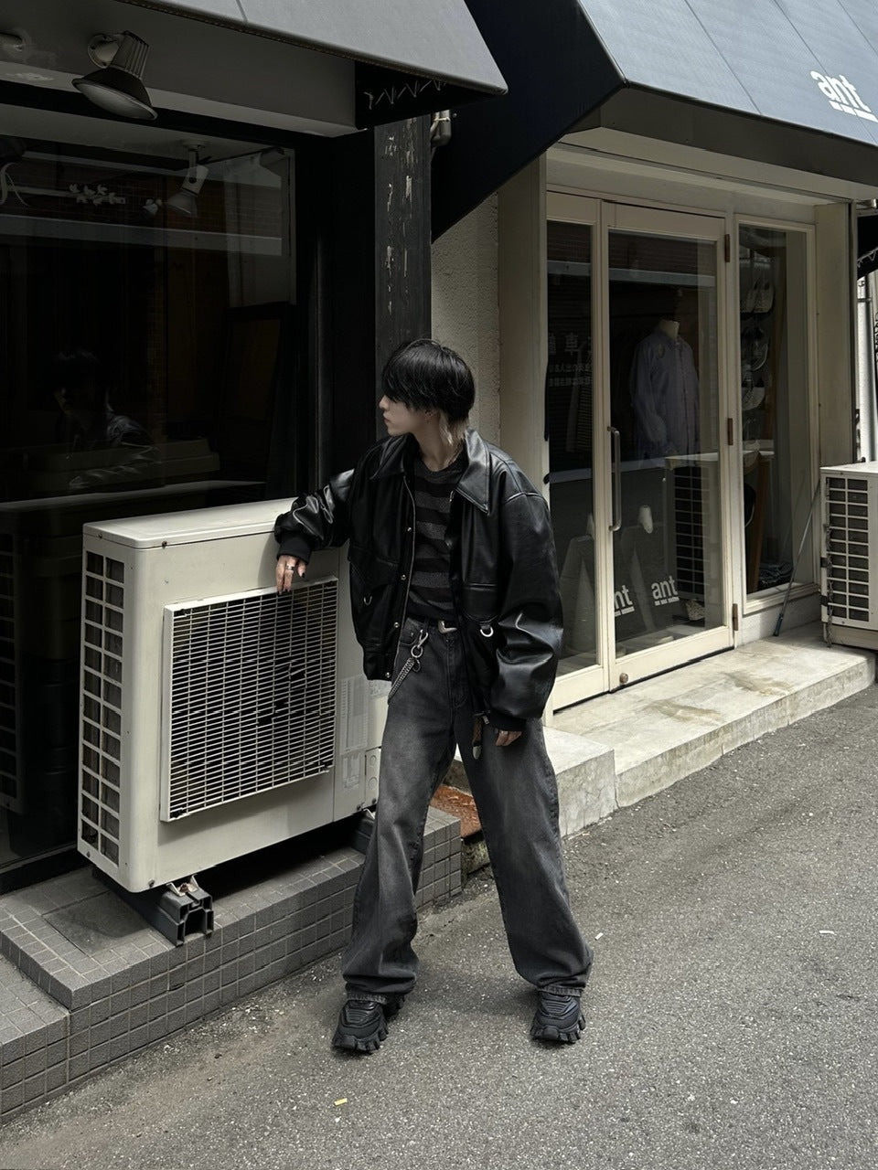 大阪店WEB限定受注制【Chikashitsu +】shoulder snap border knit (2color)