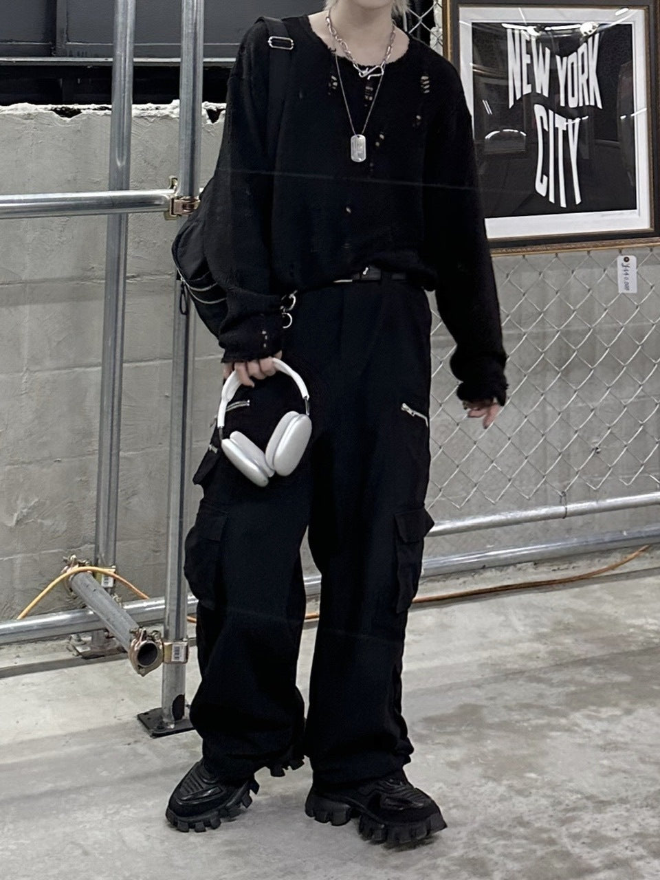 大阪店WEB限定受注制【Chikashitsu +】damage mohair knit (3color)