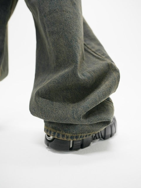 受注制【Never mind the XU】setup denim pants (2color)