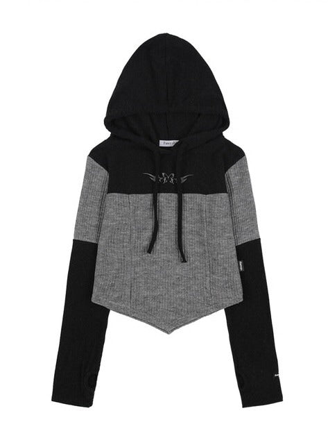 【FANCY CLUB】BOW RIBBED LAYERED HOODIE PART 1