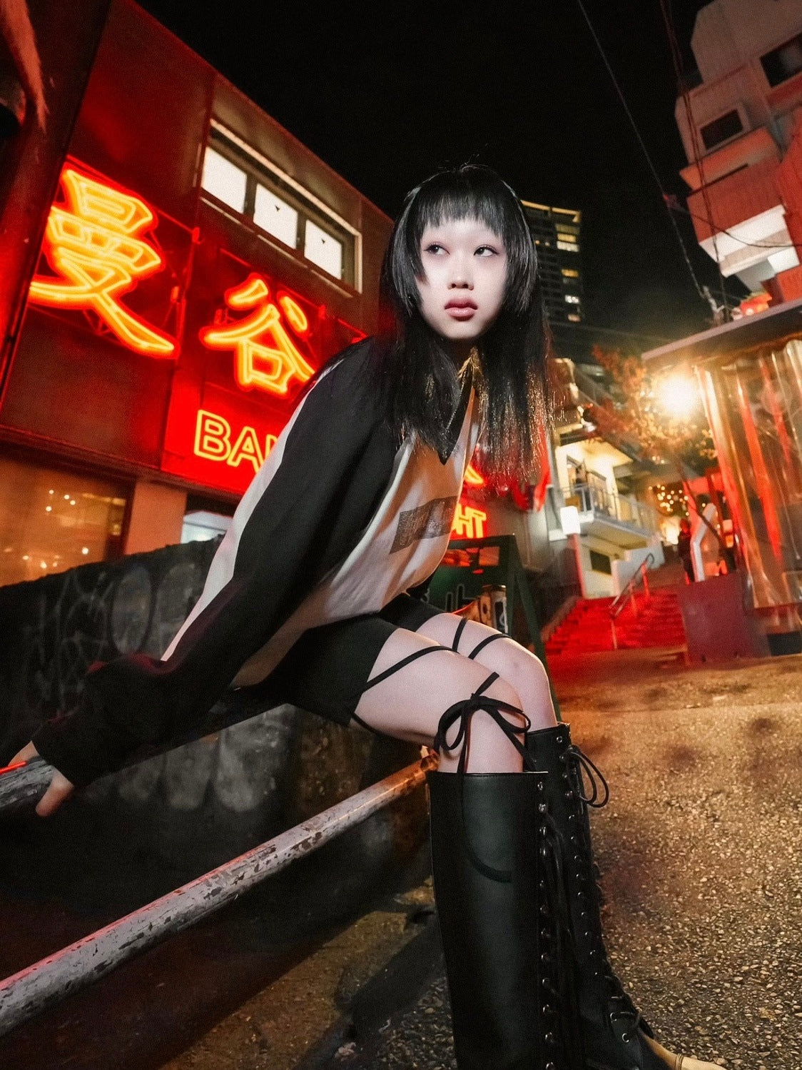 【Bizarre Maiden】rhinestone logo raglan tee (2color) / 【ビザールメイデン】ラインストーンロゴラグラン長袖Tシャツ