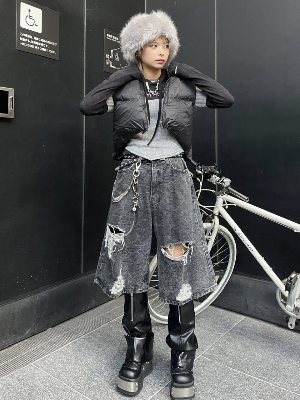 受注制【Never mind the XU】short padding vest (2color) / 【ネバーマインドザエックスユー】ショートパディングベストダウンジャケット