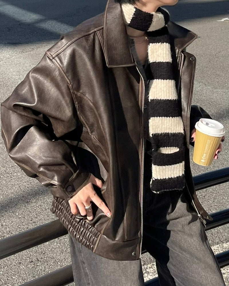 受注制【Chikashitsu +】leather blouson (2color)