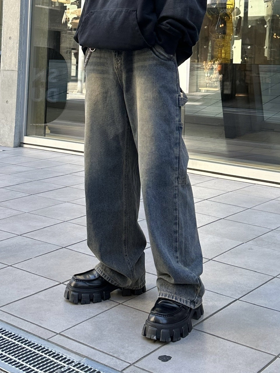 大阪店WEB限定受注制【Chikashitsu +】vintage wash carpenter denim pants (2color)