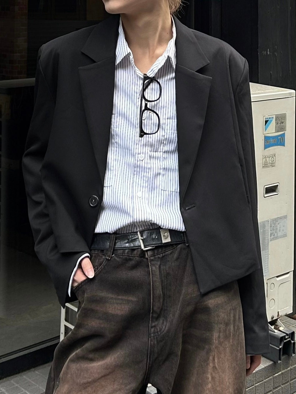 【Chikashitsu +】cropped single jacket (2color)