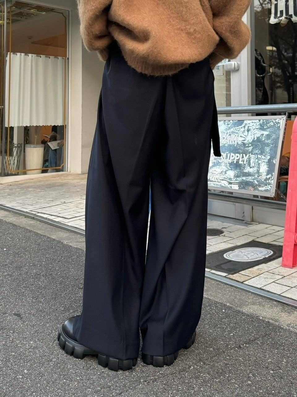 受注制【Chikashitsu +】belt wide slacks (3color)