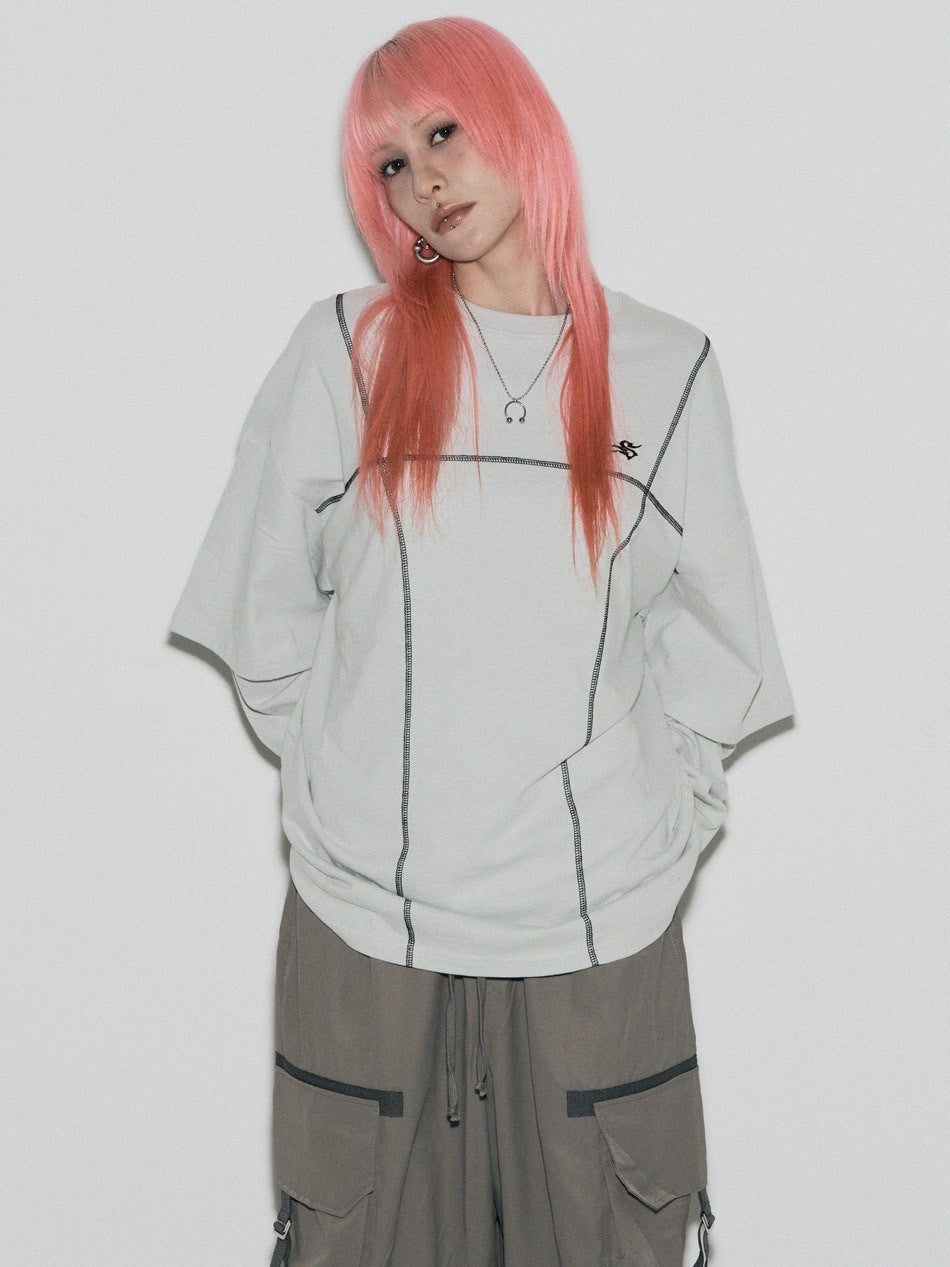 【SETUP‐EXE】LAYERD SLEEVE STITCH T-SHIRT