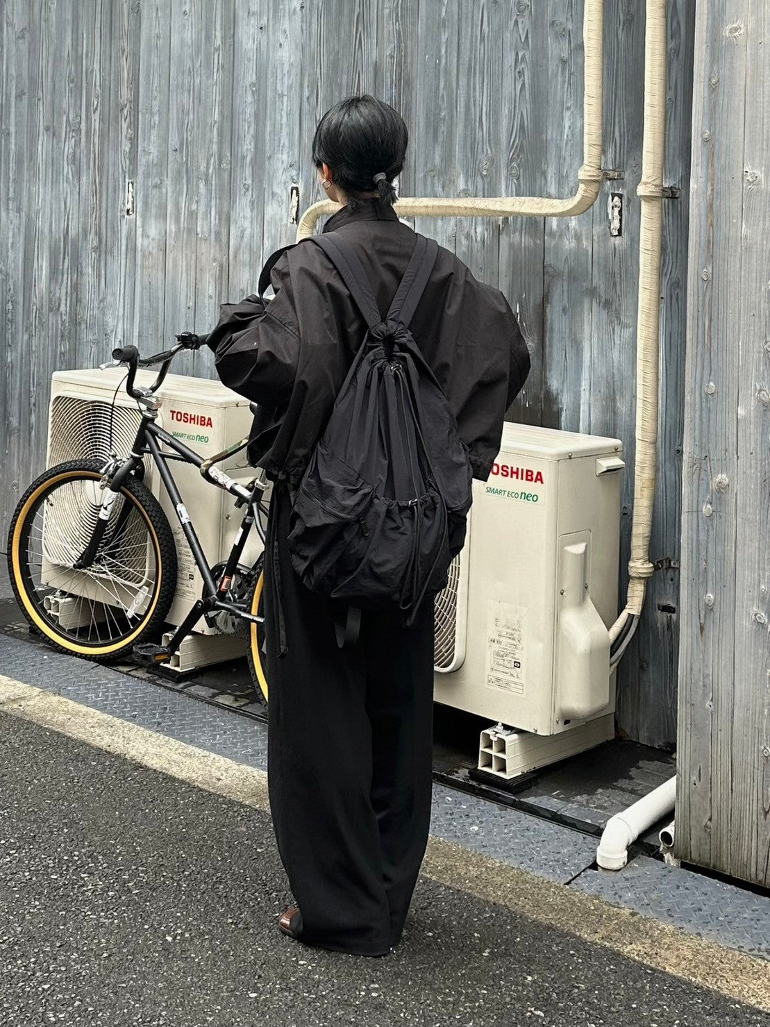 受注制【Chikashitsu +】pocket string backpack (2color) / 【チカシツプラス】ポケットストリングバッグパック