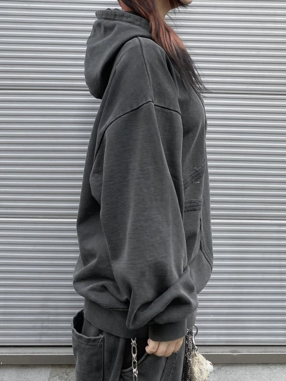 受注制【Never mind the XU】set up design pigment hoodie (2color