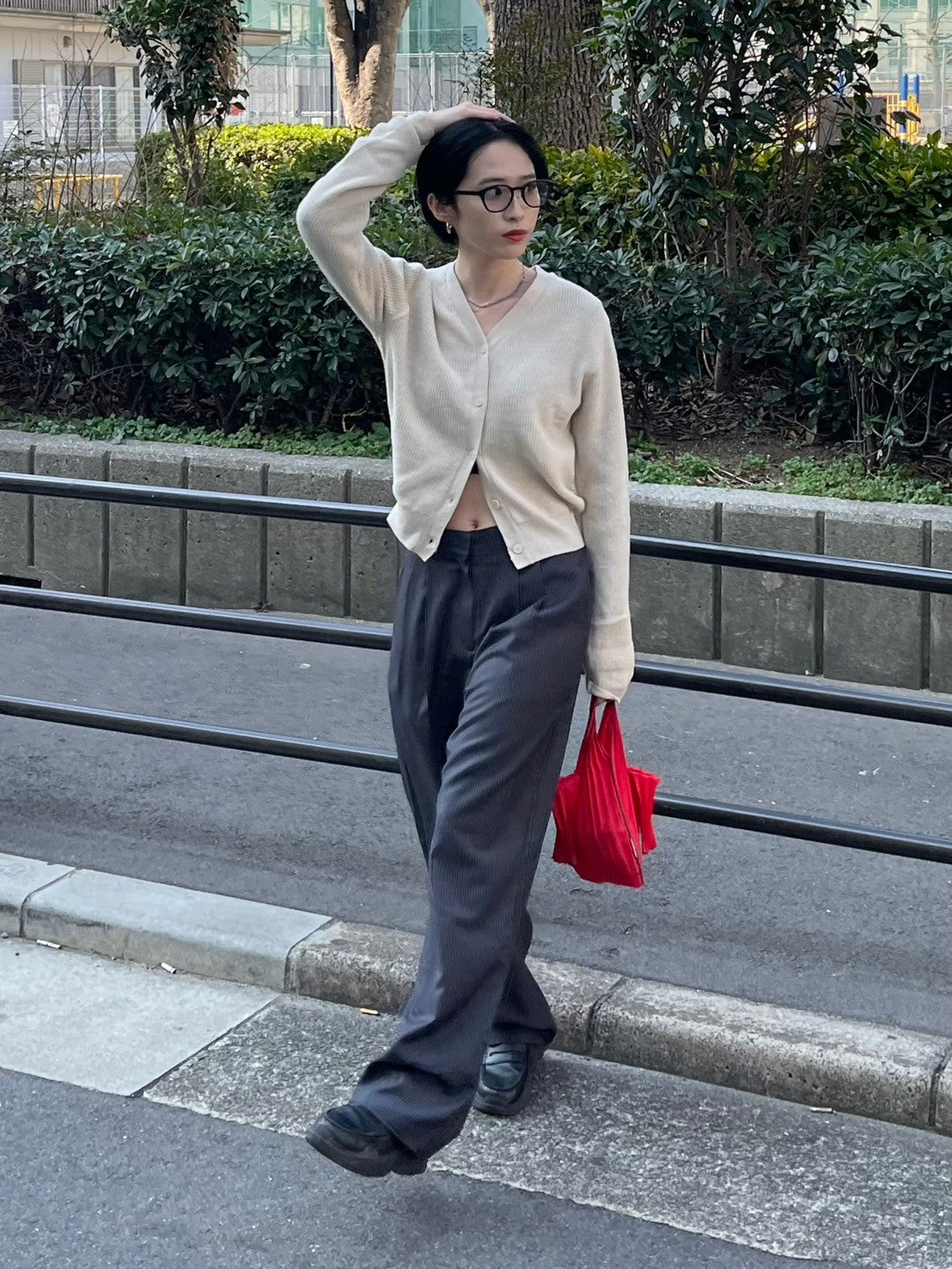 【Chikashitsu + LADIES】vneck rib knit cardigan (2color)