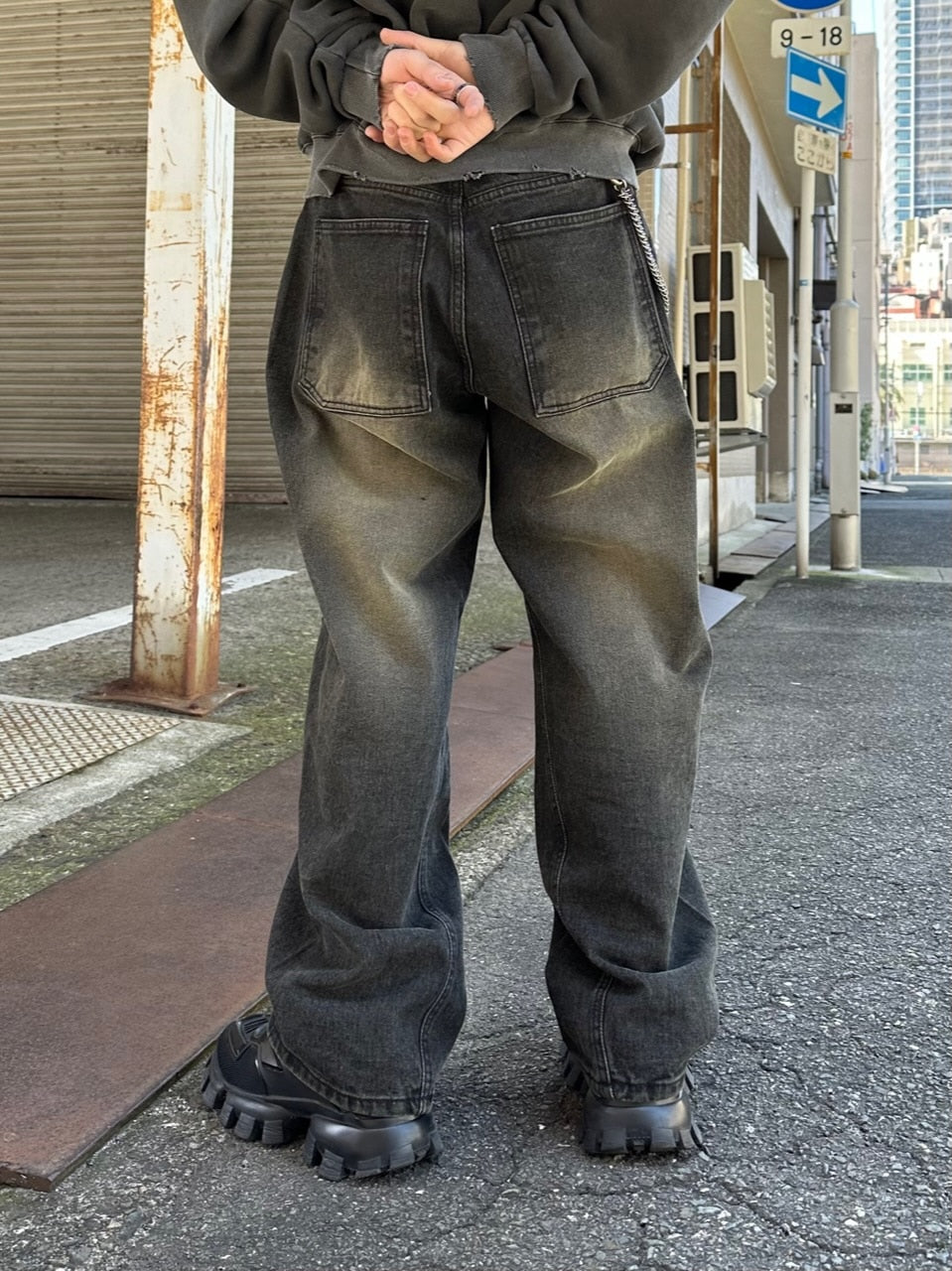 大阪店WEB限定受注制【Chikashitsu +】vintage wash curve denim pants