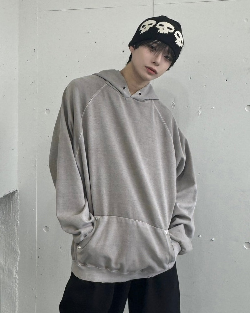 受注制【Never mind the XU】rivet pigment hoodie (2color)