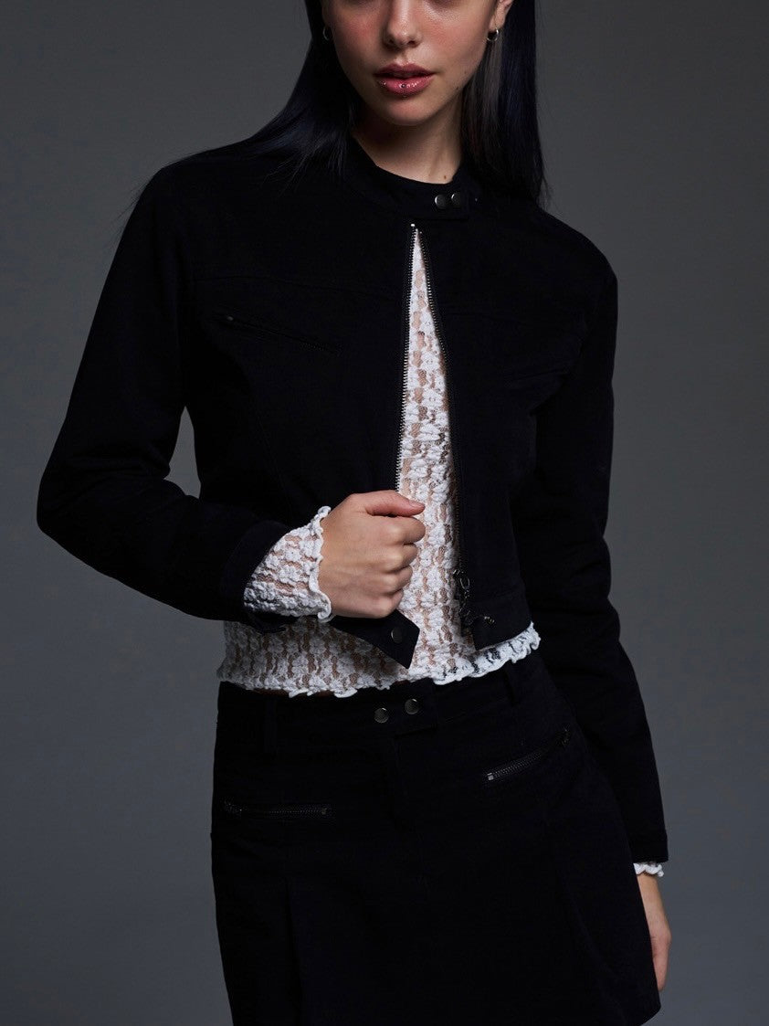 【FANCY CLUB】BIKER PINTUCK MINI SKIRT