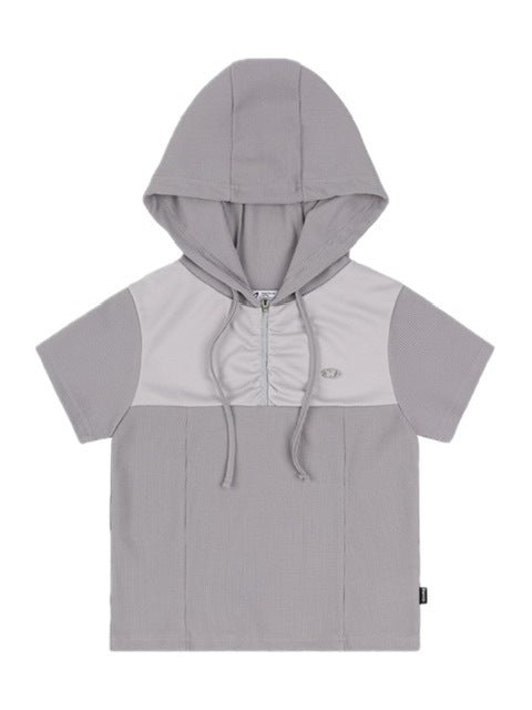 【FANCY CLUB】SOFT BASIC HALF ZIP-UP HOODIE