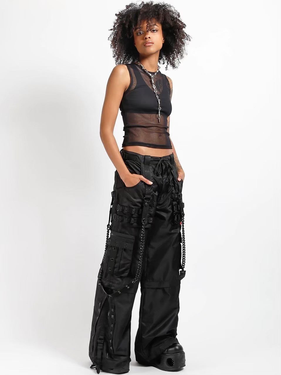 【TRIPP nyc】SPACED OUT NYLON PANT[NY7121M] / 【トリップ エヌワイシー】2wayストラップボンテージナイロンワイドパンツ