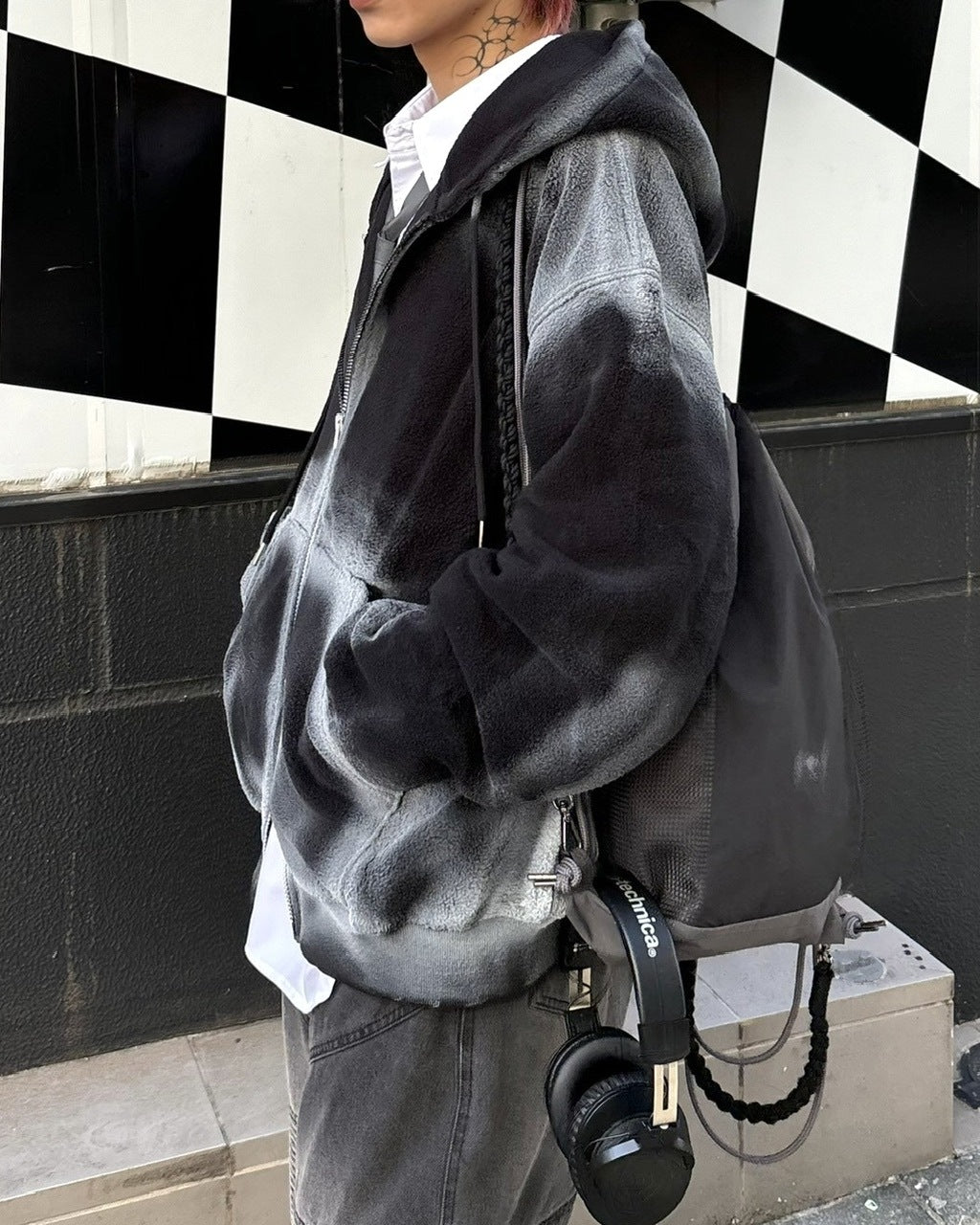 受注制【Never mind the XU】dirty zip up hoodie (2color) / 【ネバーマインド ザ エックスユー】ダーティージップパーカー