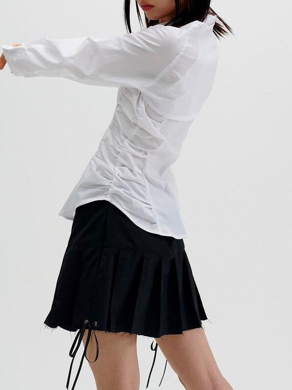 【runningHIGH】CUT OFF PLEATED MINI SKIRT