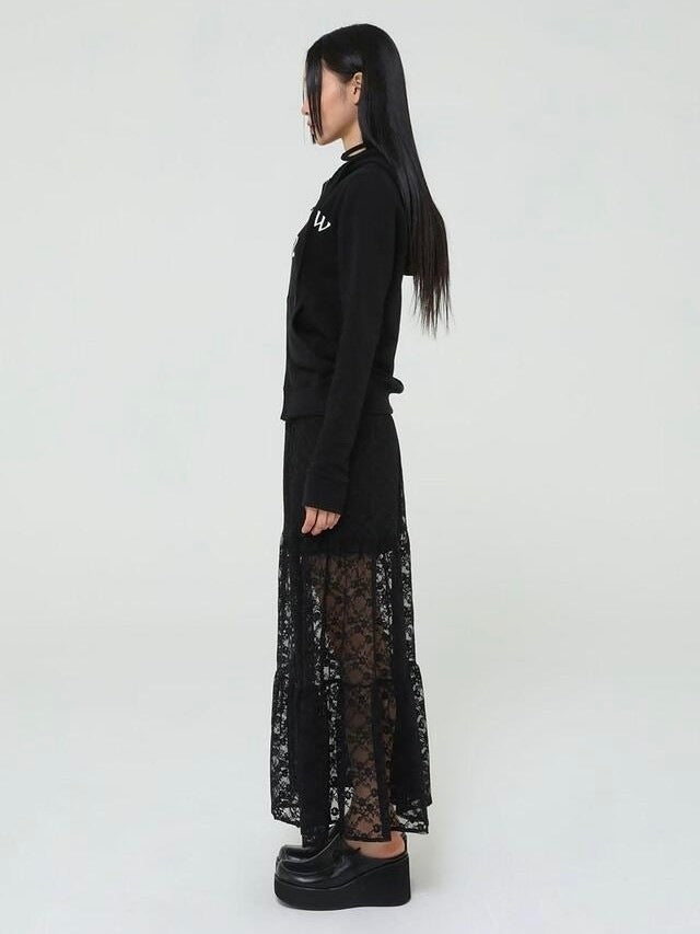 【Uglyshadow】FLOWER LACE LONG SKIRT