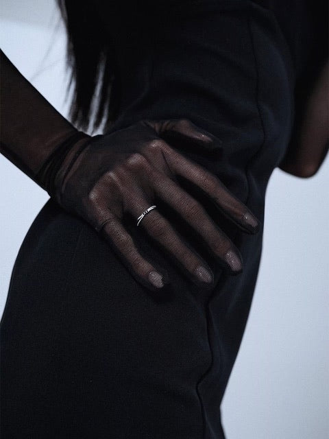 【BLACK PURPLE】silver925 gemline ring