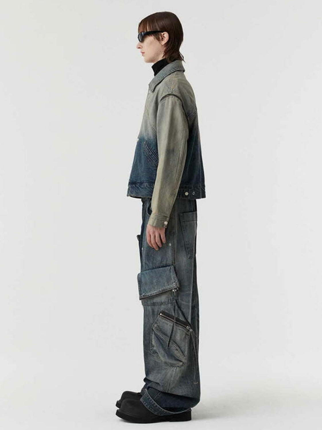 【DNSR】twoface multi cargo denim pants