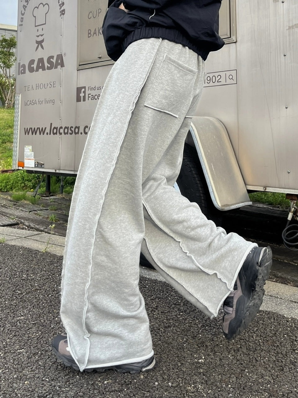 【youll】reverse wide sweat pants (2color)