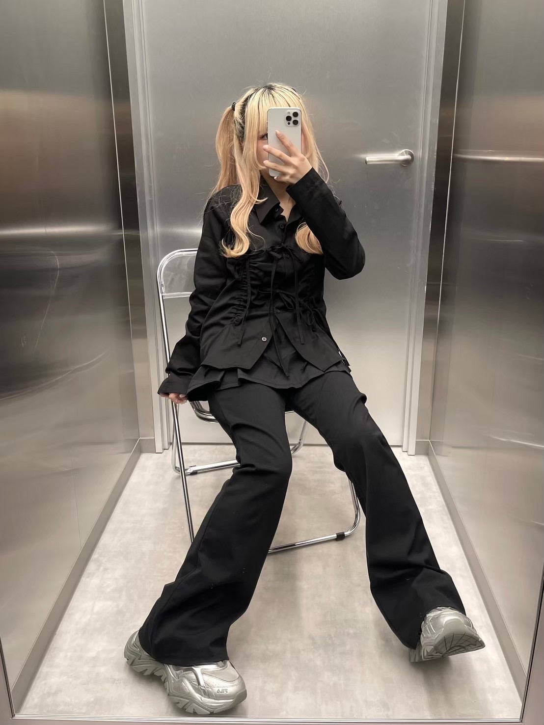 受注制【nmtc +】ribbon crop shirt (3color)