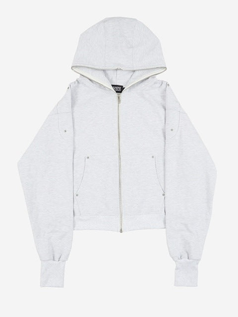 【SUNDAY OFF CLUB】Full Face Zip Up Heavy Terry Moto Hoodie