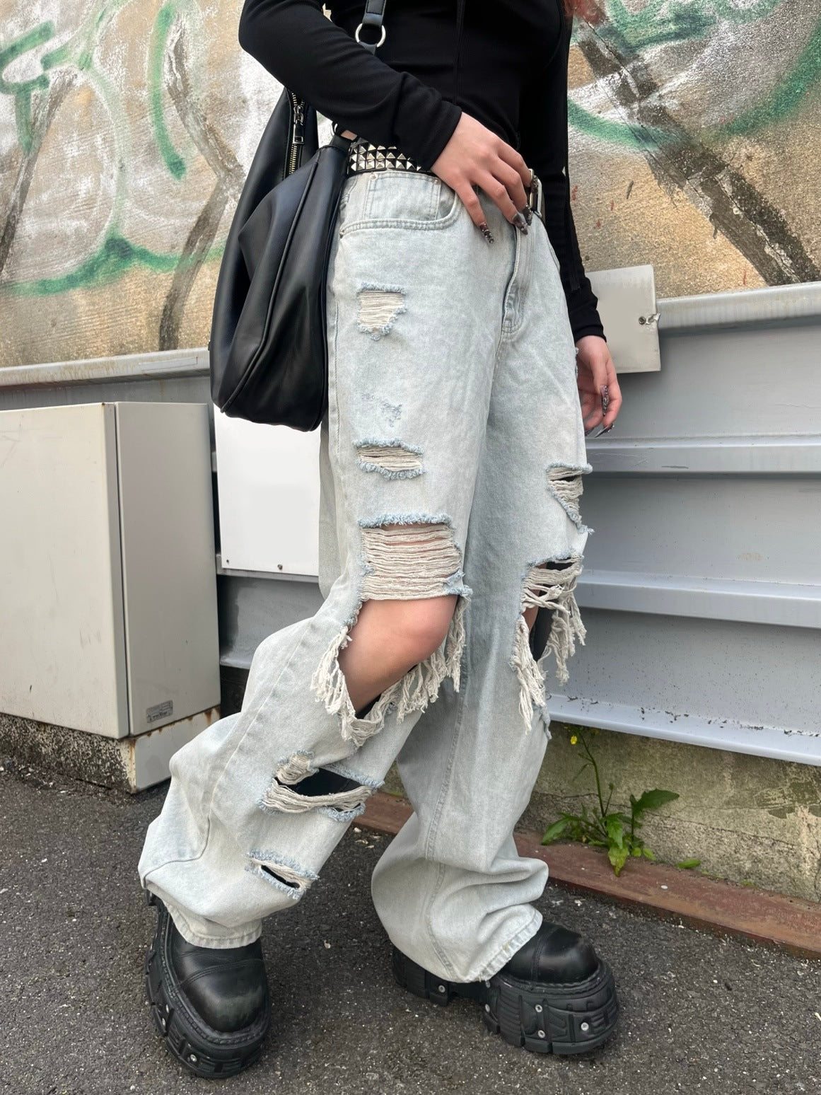 受注制【Bizarre Maiden】grunge crush denim pants (2color)