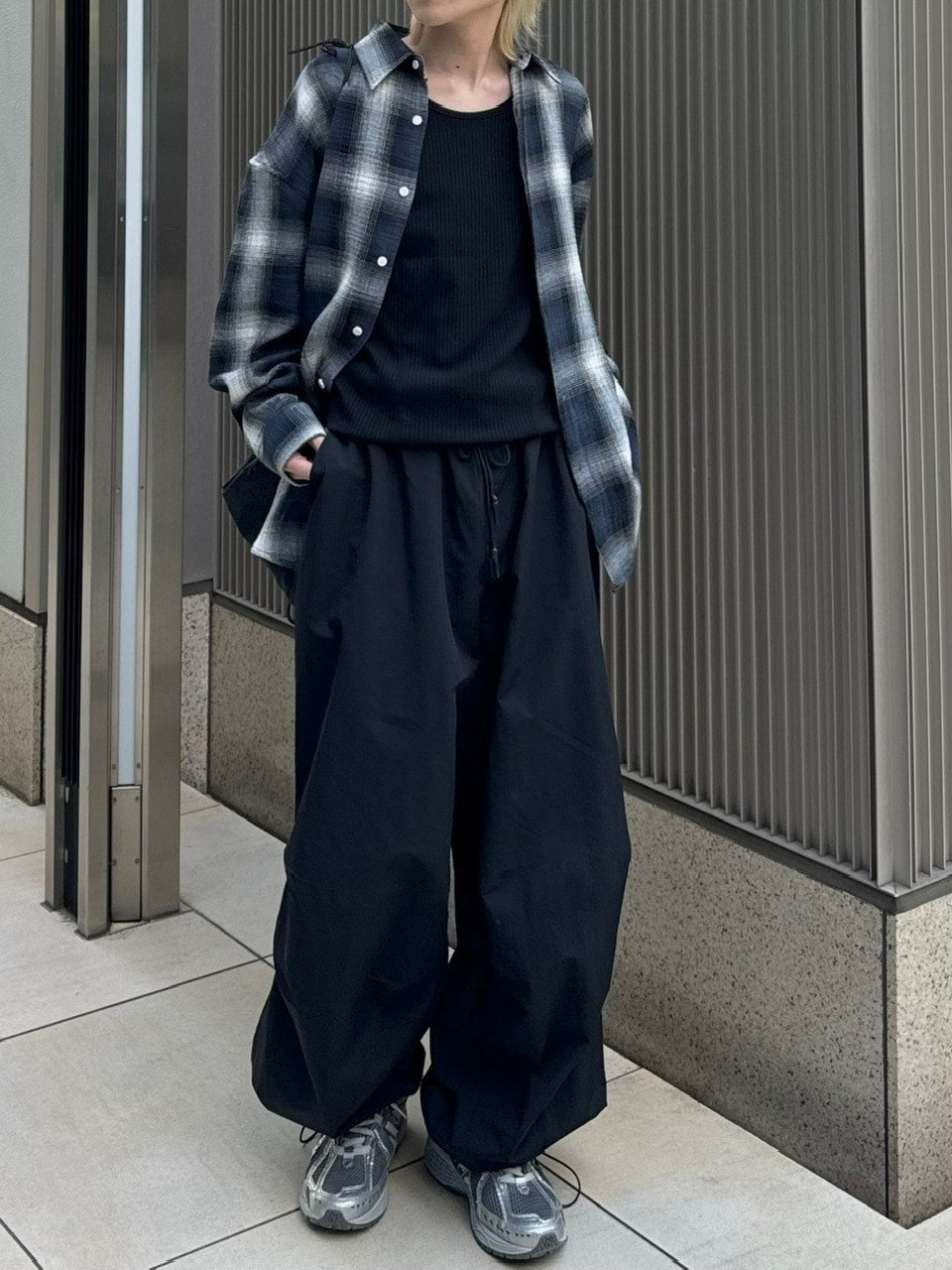受注制【Chikashitsu +】shadow check shirt (2color) / 【チカシツプラス】シャドウチェック長袖シャツ