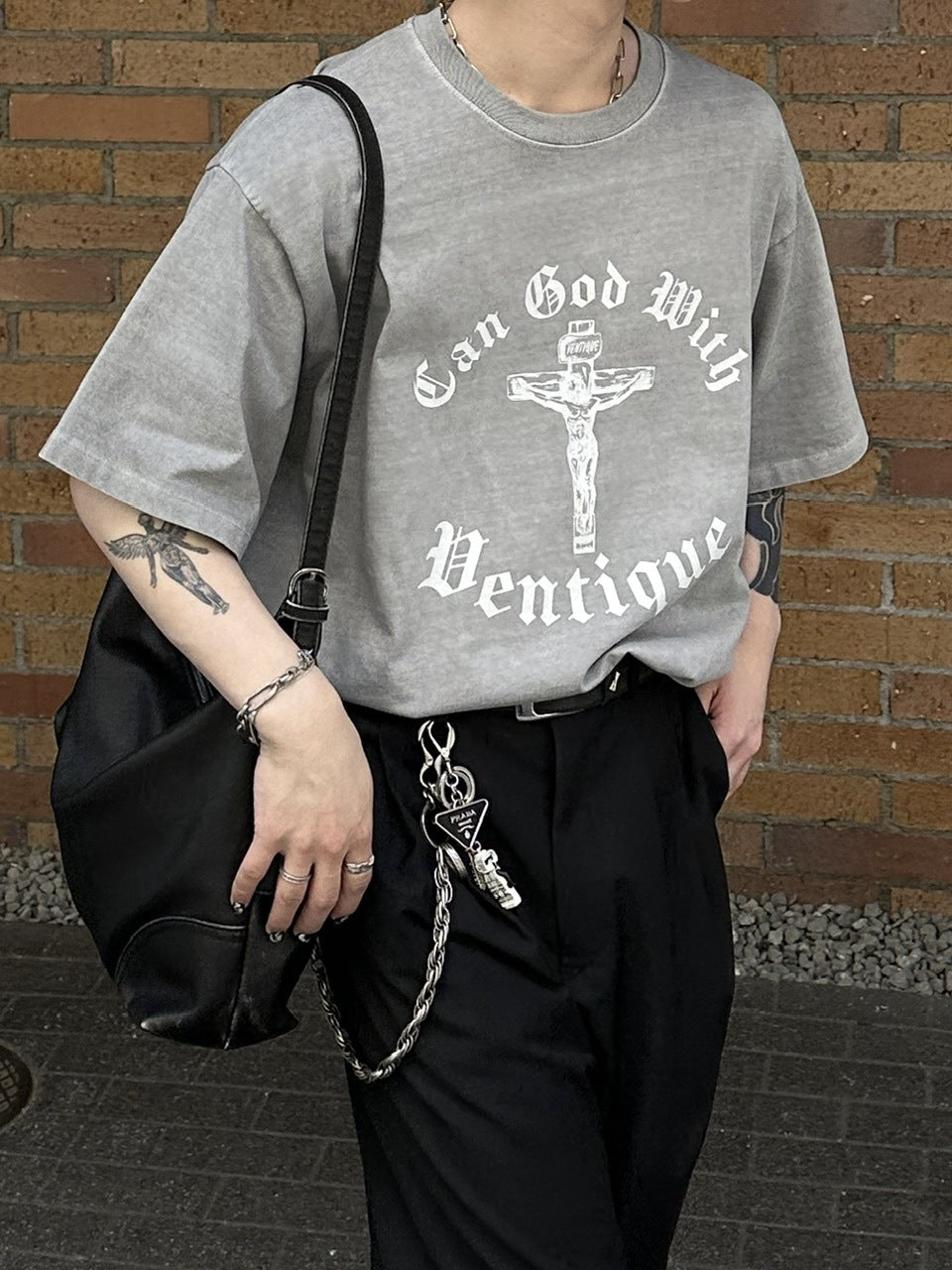 大阪店WEB限定受注制【Chikashitsu +】vintage leather cross bag