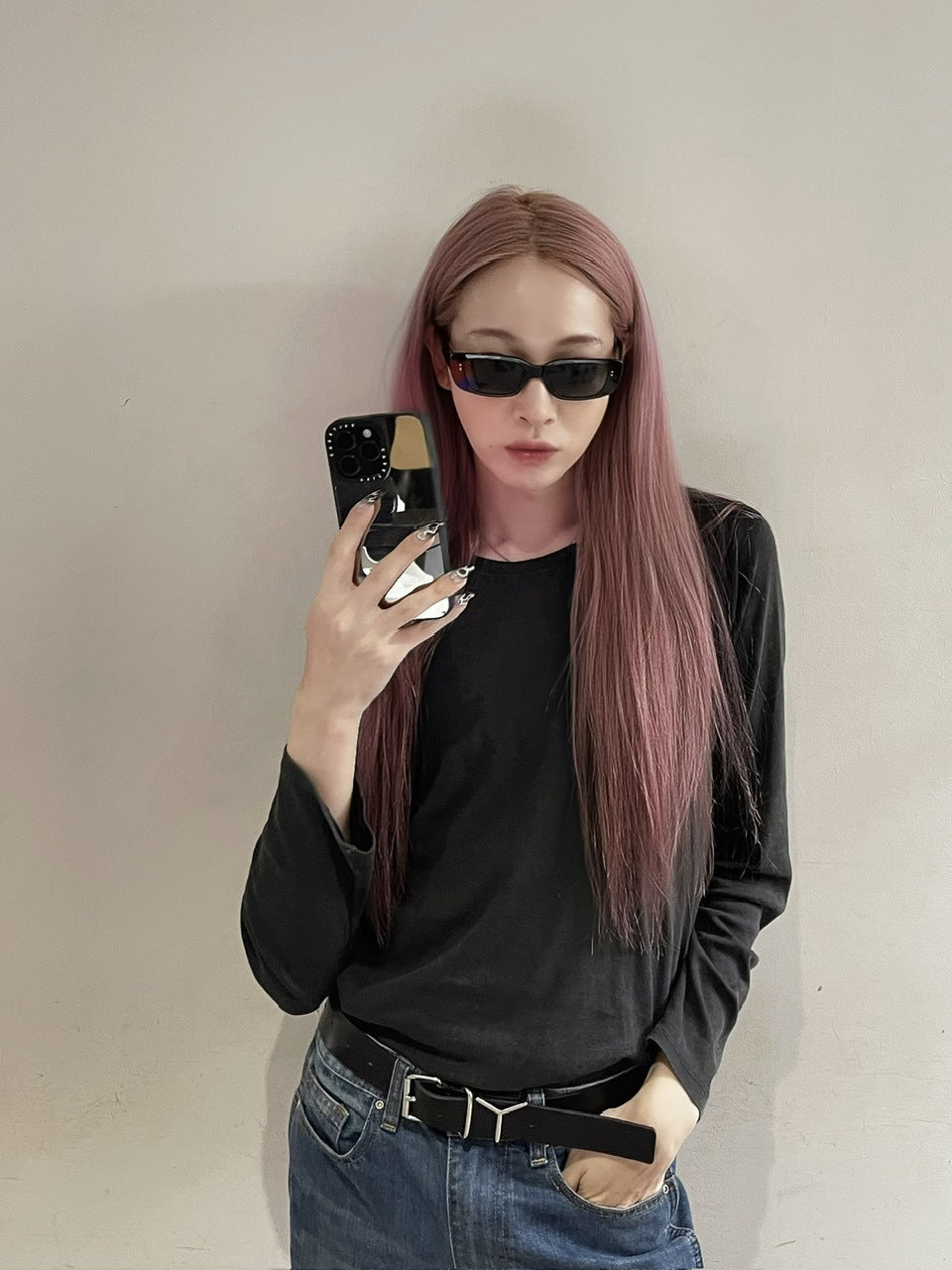 受注制【Chikashitsu +】square frame sunglasses 3 (3color) / 【チカシツプラス】スクエアフレームサングラス