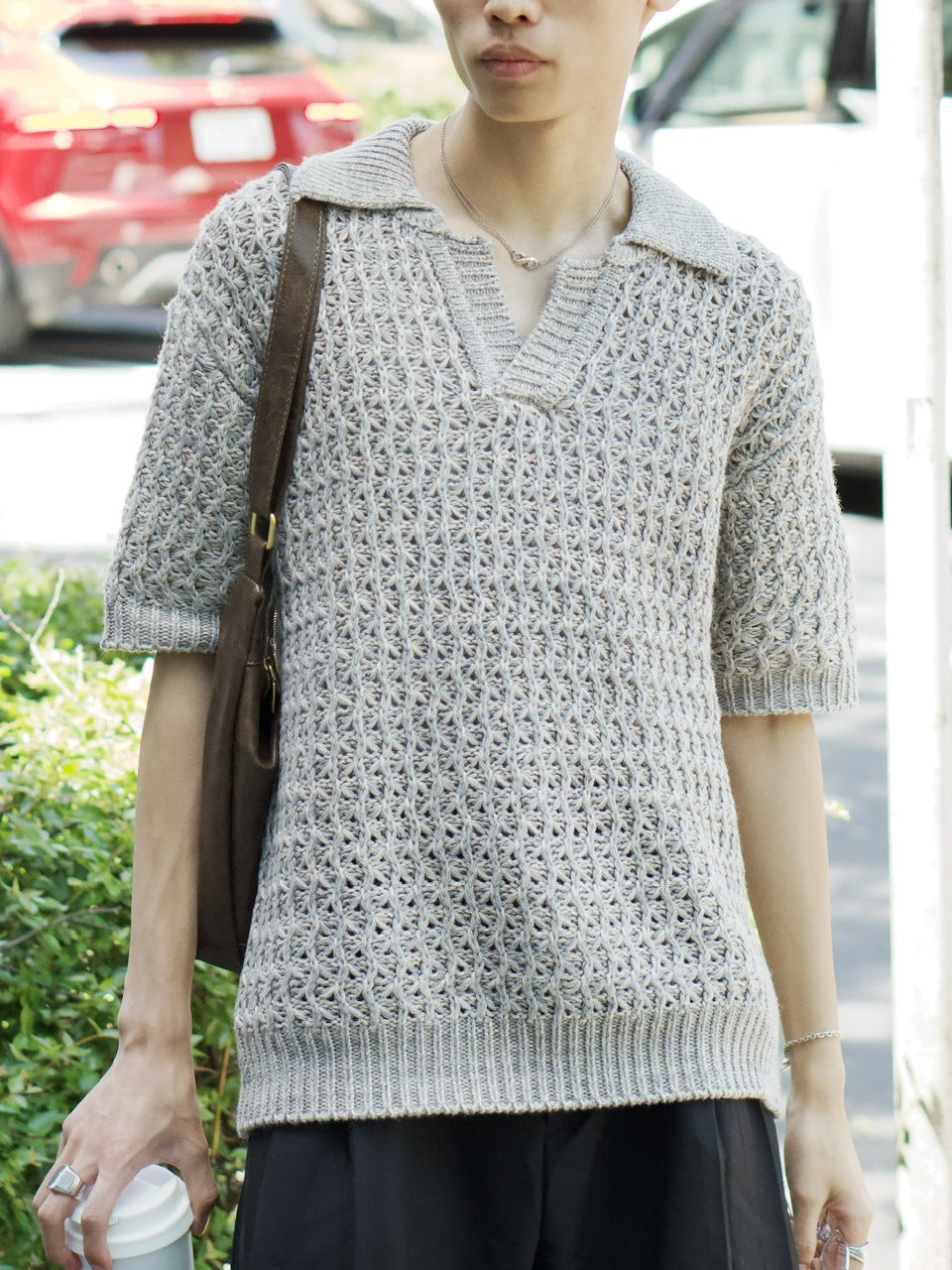 東京店WEB限定受注制【Chikashitsu +】skipper mesh knit polo (3color)