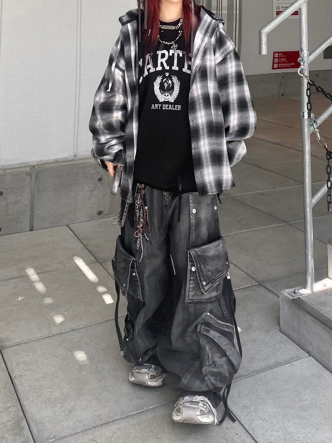 受注制【Never mind the XU】check hood shirt / 【ネバーマインドザエックスユー】チェックフード長袖シャツ