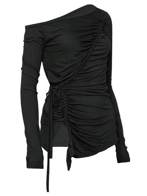 【FLAREUP】Handmade Twisted One-Shoulder Long Sleeve / 【フレアアップ】ハンドメイドツイストワンショルダー長袖Ｔシャツ