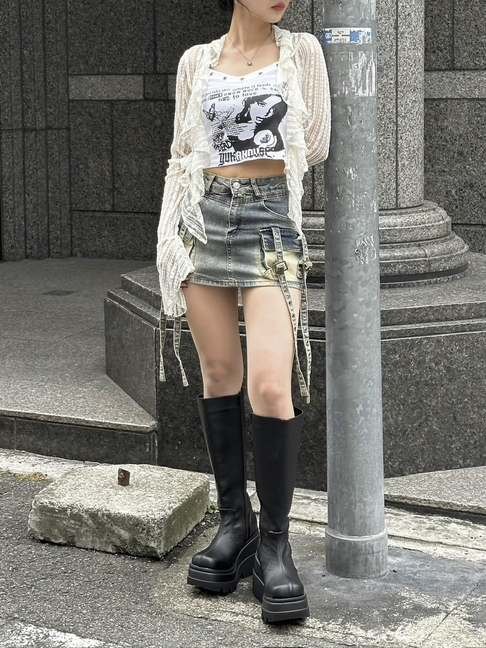【Never mind the XU】frill lace cardigan (2color)