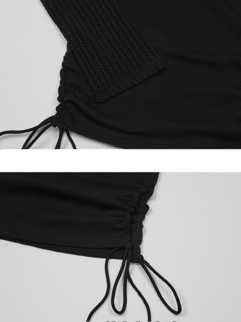【NOT KNOWING】Net Sleeve Neck Strap O-Ring Top