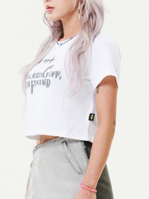 【HOLY NUMBER 7】Girl's hip-hop CROP T-SHIRTS / 【ホーリーナンバーセブン】ガールズヒップホップクロップ半袖Tシャツ