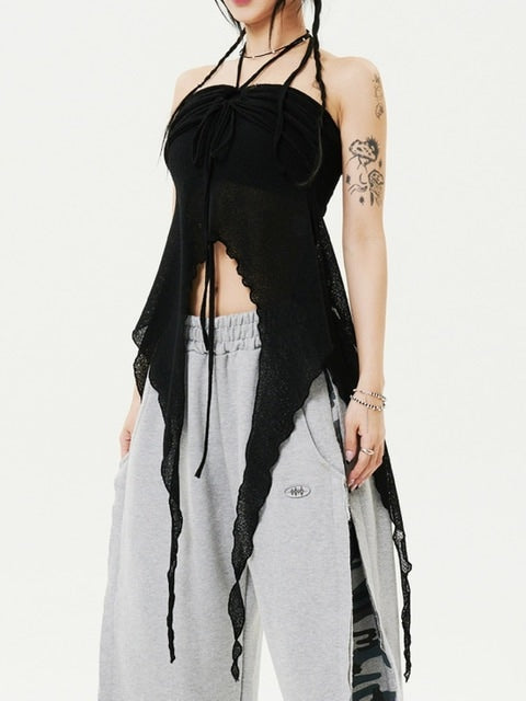 【HOLY NUMBER 7】Ribbon Ruffle Tube Top