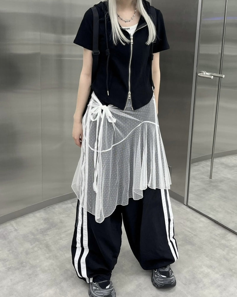 受注制【Never mind the XU】sheer layered skirt (2color)