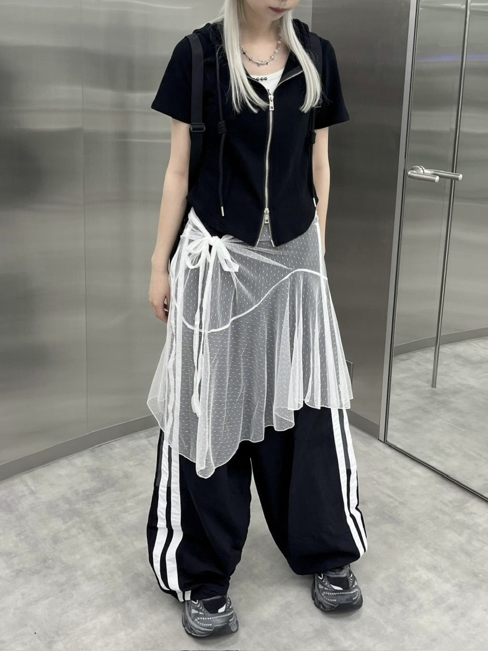 受注制【Never mind the XU】sheer layered skirt (2color)