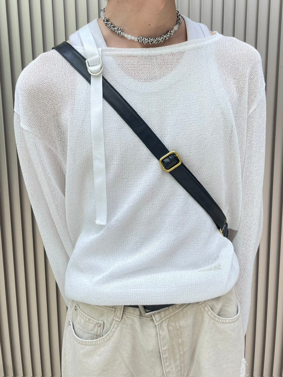 受注制【Chikashitsu +】belt design summer knit (3color)