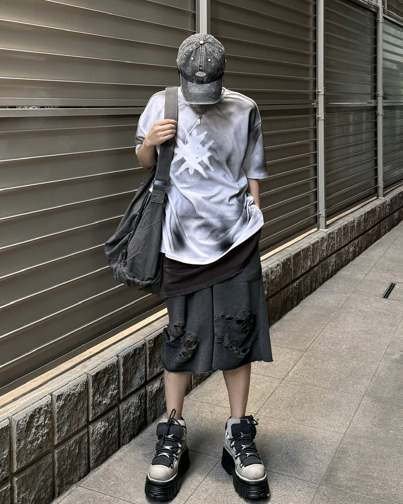受注制【Never mind the XU】dark washing tee (3color)
