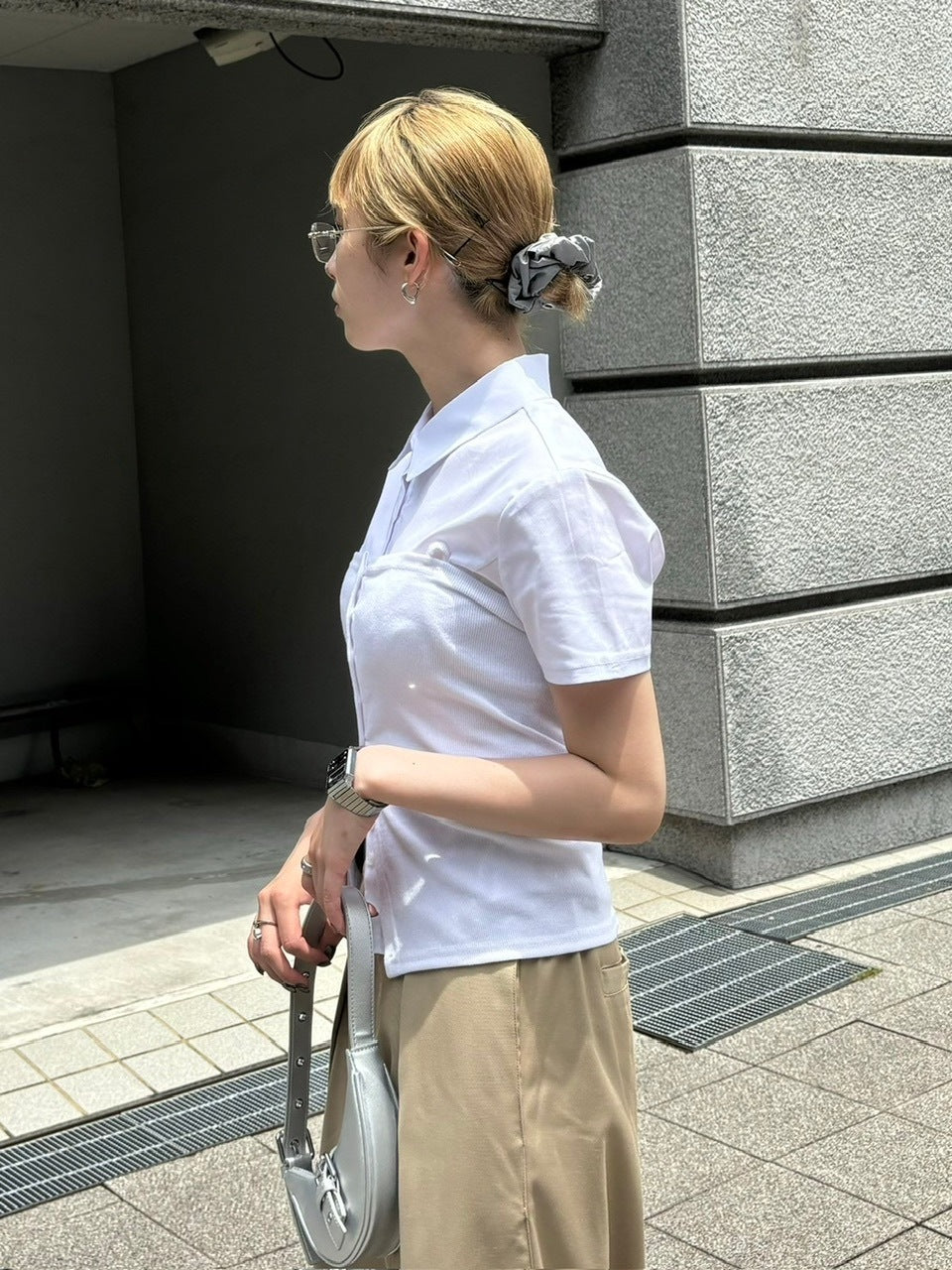 受注制【OaKS】cropped half sleeve shirt (3color)