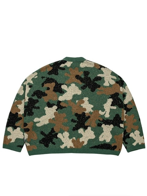 【AJOBYAJO】Teddy Bear Camouflage Cardigan