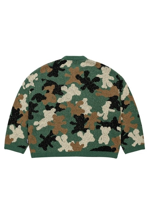 【AJOBYAJO】Teddy Bear Camouflage Knit Sweater