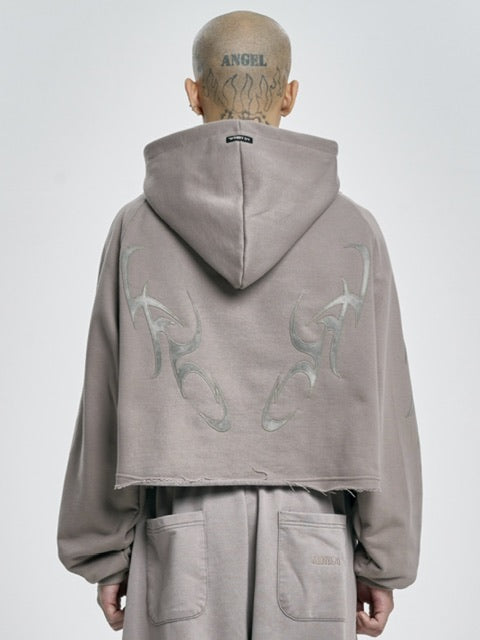 【AJOBYAJO】Tribal AJO Applique Cropped Hoodie