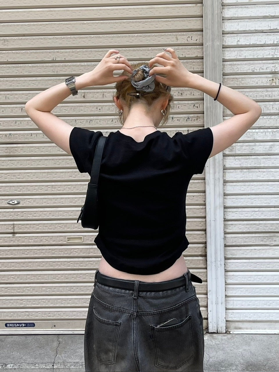 受注制【OaKS】basic cropped half sleeve t-shirt (2color)