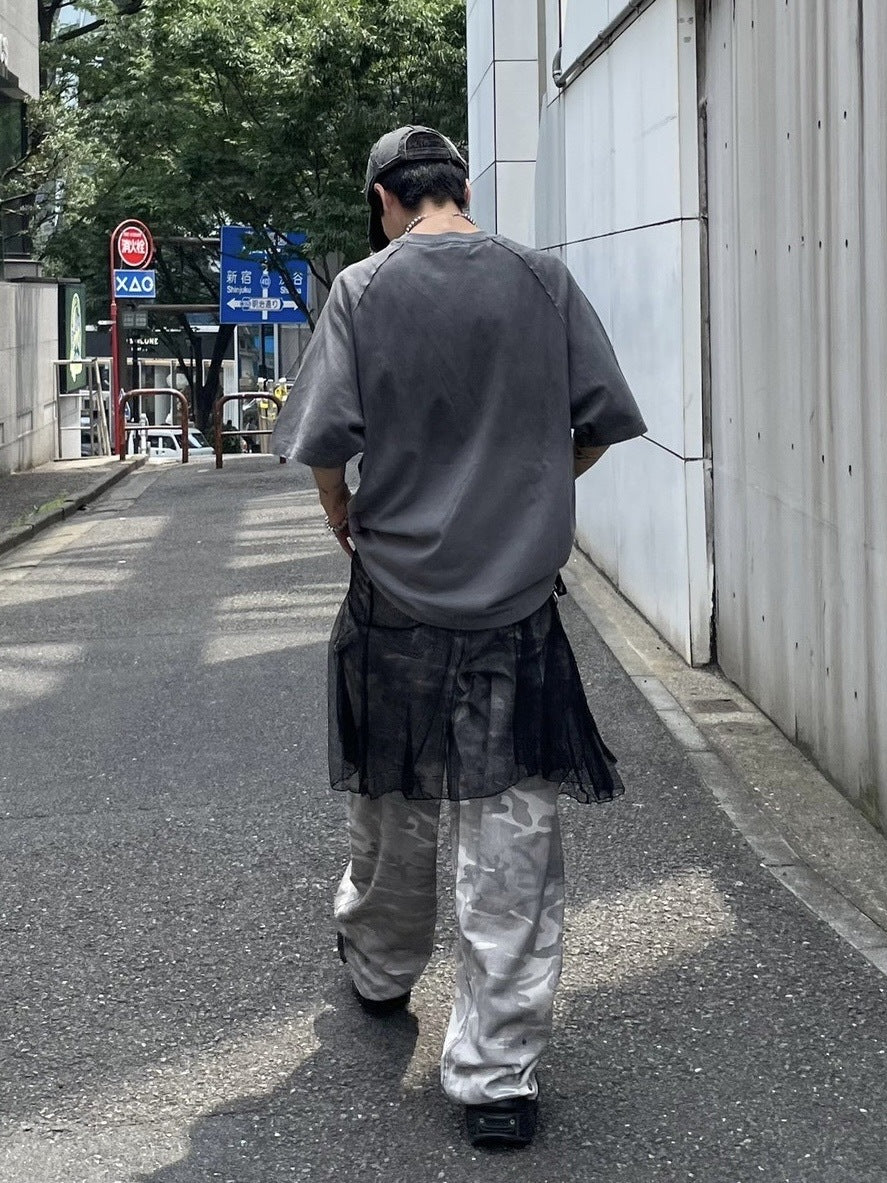 【Never mind the XU】washed design t-shirts (2color)